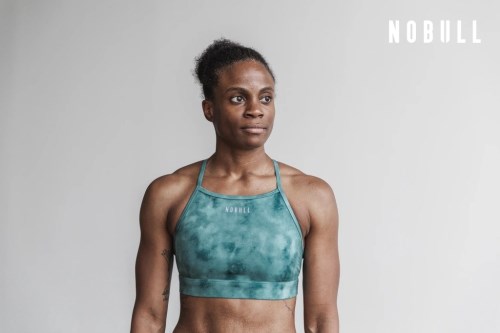NOBULL Tie-dye High-neck Womens Sports Bras Turquoise UK-CGS05